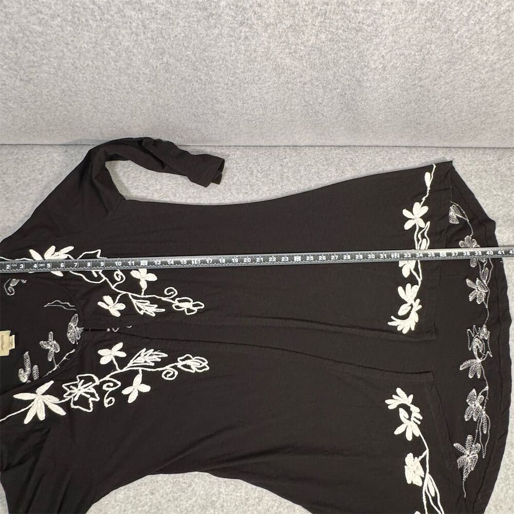 Natural Impressions Women's Size XL Black Embroidered Open Front Cotton Cardigan - Picture 7 of 10